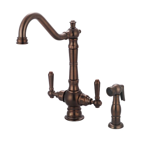 Pioneer Industries Two Handle Kitchen Faucet, Compression Hose, Single Hole, Bronze, Weight: 8.5 2AM401-ORB